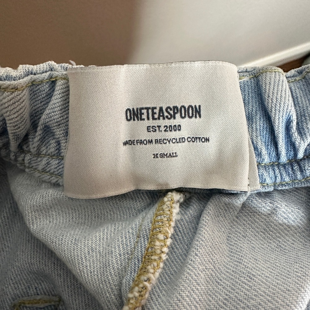 One Teaspoon Workwear Shabbies Drawstring Boyfriend Jeans Light Wash Denim XS - Picture 7 of 11